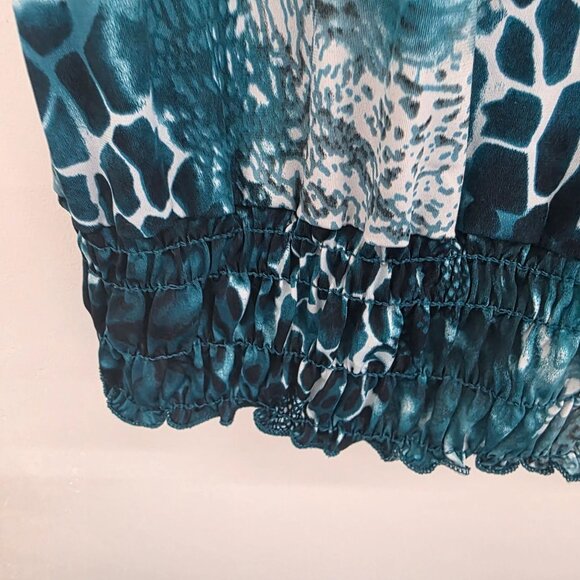 Vanity Womens Sleeveless Snakeskin Top L Teal/Black Mob Wife Indie Sleeze Y2K - Picture 6 of 11